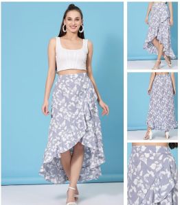 Ladies Lavender Bloom Ruffle Skirt