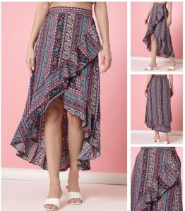 Ladies Multicolor Boho Ruffle Skirt