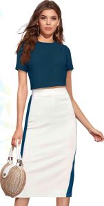Ladies Stylish Crop Top Skirt Set