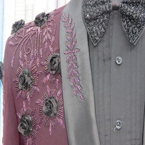 Mens Handcrafted Maroon and Black Floral Embroidery Blazer