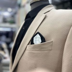 Mens Luxury Bespoke Beige Three Piece Wedding Suit