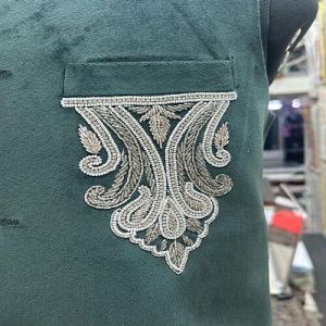 Mens Green Embroidered Traditional Indian Jodhpuri Half Jacket