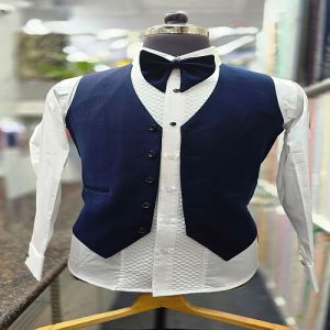 Modern Royal Blue Satin Three Piece Suit