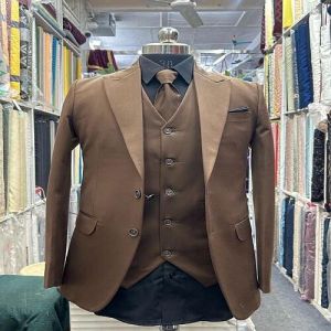 Bespoke Brown Two Button Classic Mens Three Piece Suit