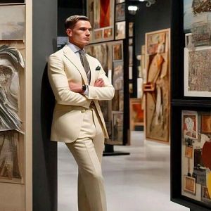 Elegant Cream Tailored Fit Bespoke Two Piece Suit