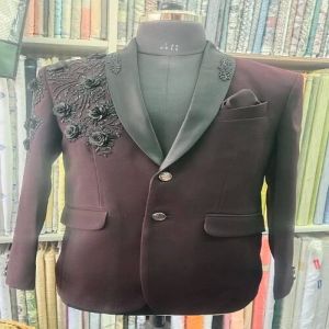 Handcrafted Maroon Floral Embroidery Ethnic Blazer
