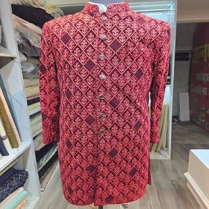 Luxurious Maroon Regal Embroidered Sherwani