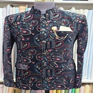 Mens Black Bespoke Bandhgala Embroidery Jodhpuri Suit