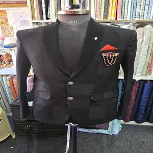 Mens Black Slim Fit Blazer Jacket with Shawl