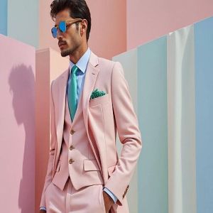 Mens Blush Pink Bespoke Three Piece Suit
