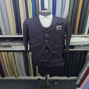 Mens Custom Tailored Dark Purple Slim Fit Three Piece Suit