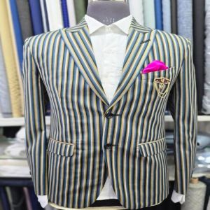 Multicolor Striped Bespoke Mens Two Piece Party Wear Suit