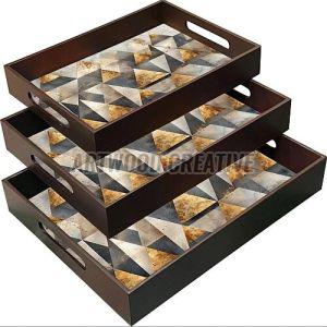 Brown Rectangle Resin Decorative Tray