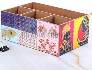 Multicolour Wooden Rectangle Cutlery Holder