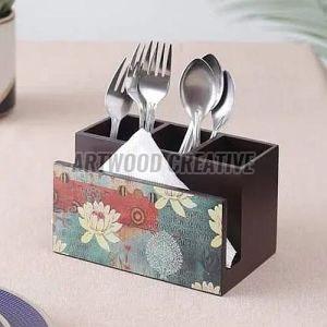 Rectangular Wooden Cutlery Holder