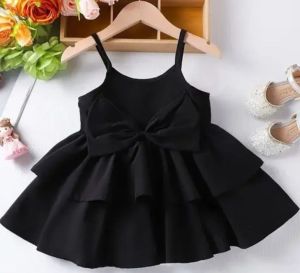 Black Plain Baby Girls Frock