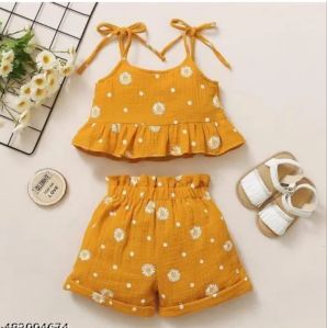 Flower Printed Baby Girls Short Top Set