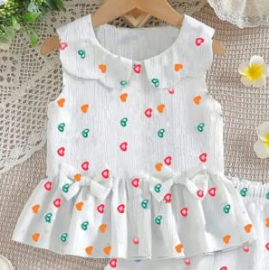 Printed Girl Kids Cotton Short Top Set