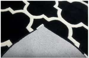 Black White Geometric Lattice Hand Tufted Area Rug