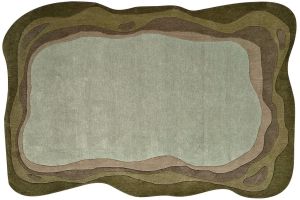 Abstract Layered Contour Green Brown Hand Tufted Area Rug