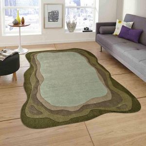 Abstract Layered Contour Green Brown Hand Tufted Area Rug