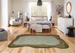 Abstract Layered Contour Green Brown Hand Tufted Area Rug