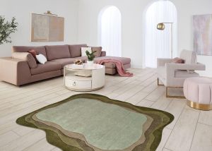 Abstract Layered Contour Green Brown Hand Tufted Area Rug