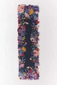 Pastel Floral Pattern Dark Base Hand Tufted Area Rug