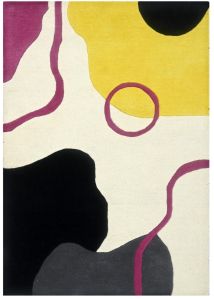 Abstract Yellow Black White Hand Tufted Area Rug