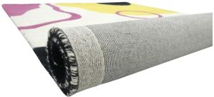 Abstract Yellow Black White Hand Tufted Area Rug