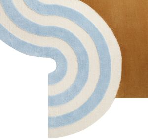 Abstract Color Block Wavy Line Hand Tufted Area Rug