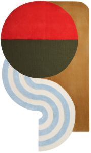 Abstract Color Block Wavy Line Hand Tufted Area Rug