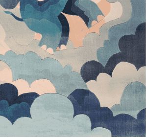 Whimsical Elephant in Clouds Hand Tufted Area Rug