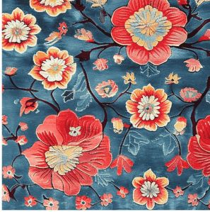 Vibrant Floral Blue &AMP; Red Hand Tufted Area Rug