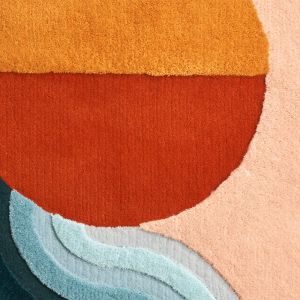 Abstract Geometric Orange &AMP; Blue Hand Tufted Area Rug
