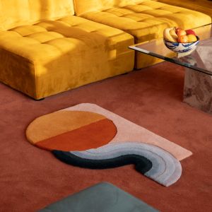 Abstract Geometric Orange &AMP; Blue Hand Tufted Area Rug