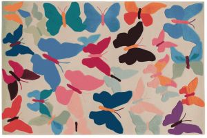 Colorful Butterfly Motif Hand Tufted Area Rug