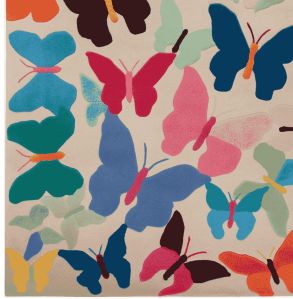 Colorful Butterfly Motif Hand Tufted Area Rug