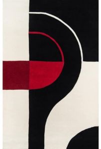 Abstract Black White Red Hand Tufted Area Rug