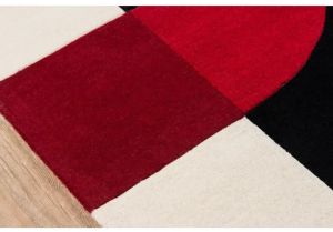 Abstract Black White Red Hand Tufted Area Rug