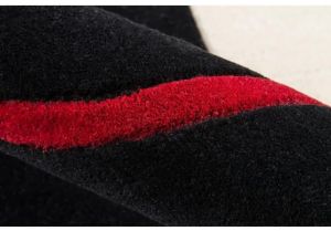 Abstract Black White Red Hand Tufted Area Rug