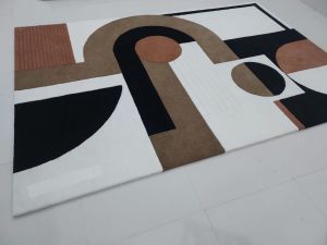 Abstract Beige Black Brown Hand Tufted Area Rug