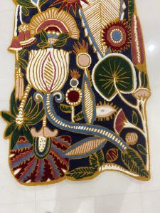 Multi Color Botanical Abstract Organic Shape Hand Tufted Area Rug