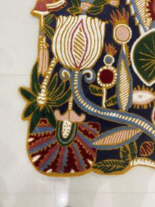 Multi Color Botanical Abstract Organic Shape Hand Tufted Area Rug