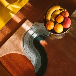 Abstract Geometric Orange &AMP; Blue Hand Tufted Area Rug