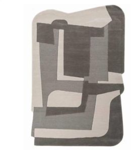 Abstract Grey Beige Irregular Shape Hand Tufted Area Rug