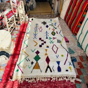 Abstract Symbol Multi Color Hand Knotted Moroccan Rug