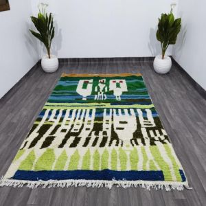 Abstract Tribal Geometric Hand Knotted Moroccan Rug