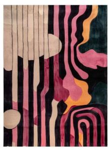 Abstract Wavy Striped Multi Color Hand Tufted Area Rug