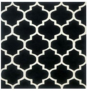Black White Geometric Lattice Hand Tufted Area Rug